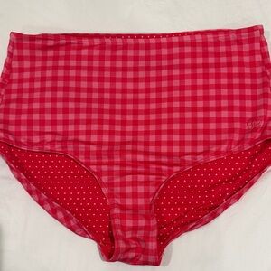Albion fit Red Gingham High-Waisted Bikini Bottom large
